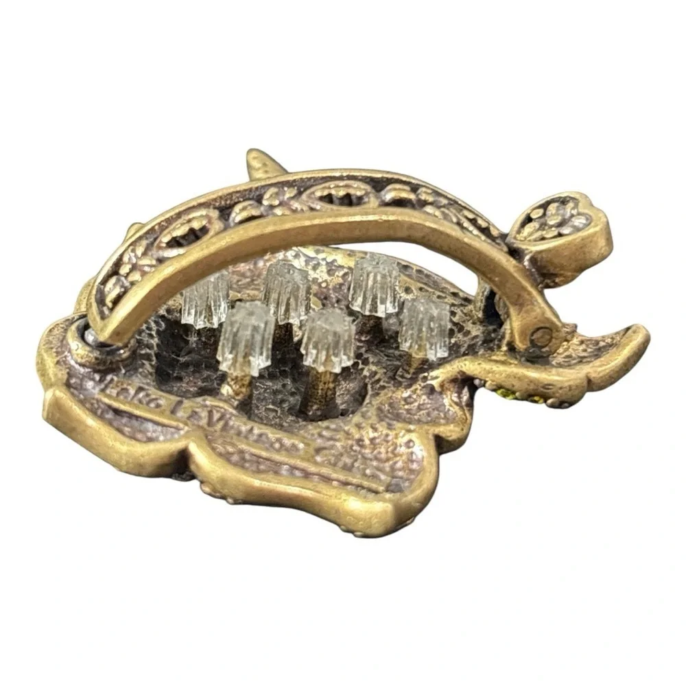 NIB La Vintage Kathy Levine Pave Crystal Rose Hair Clip Antique Bronze Purple